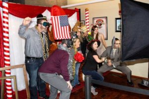 Corporate red carpet Christmas holiday photo booth rental