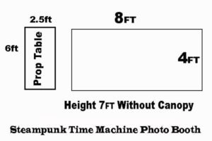 Rustic steampunk photo booth rental dimensions information