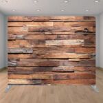 Rustic Logs Mini Red Carpet Wedding Party Photo Booth Rental Backdrop