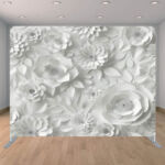 White Paper Flowers Mini Red Carpet Wedding Party Photo Booth Rental Backdrop