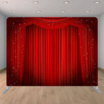 Red Curtains Mini Red Carpet Wedding Party Photo Booth Rental Backdrop