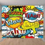 Comic Book Superhero Photo Booth Rental Backdrop