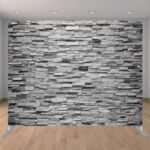 Grey Rock Wall Wedding Photo Booth Red Carpet Backdrop