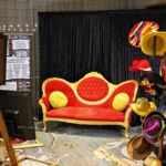 Vintage red settee wedding corporate photo booth party rental
