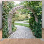 Garden spring park arch photo booth backdrop.