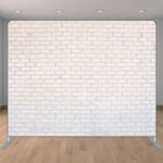 rustic vintage white brick wall photo booth backdrop