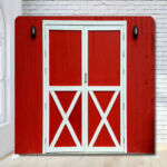 Red barn doors rustic photo booth backdrop
