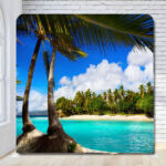 Tropical beach island palm trees photo booth backdrop