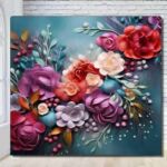 Bright colored flowers floral pattern photo booth backdrop