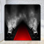 Hollywood red carpet spotlights glow party photo booth backdrop