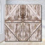 Wood barn doors rustic wedding party photo booth backdrop